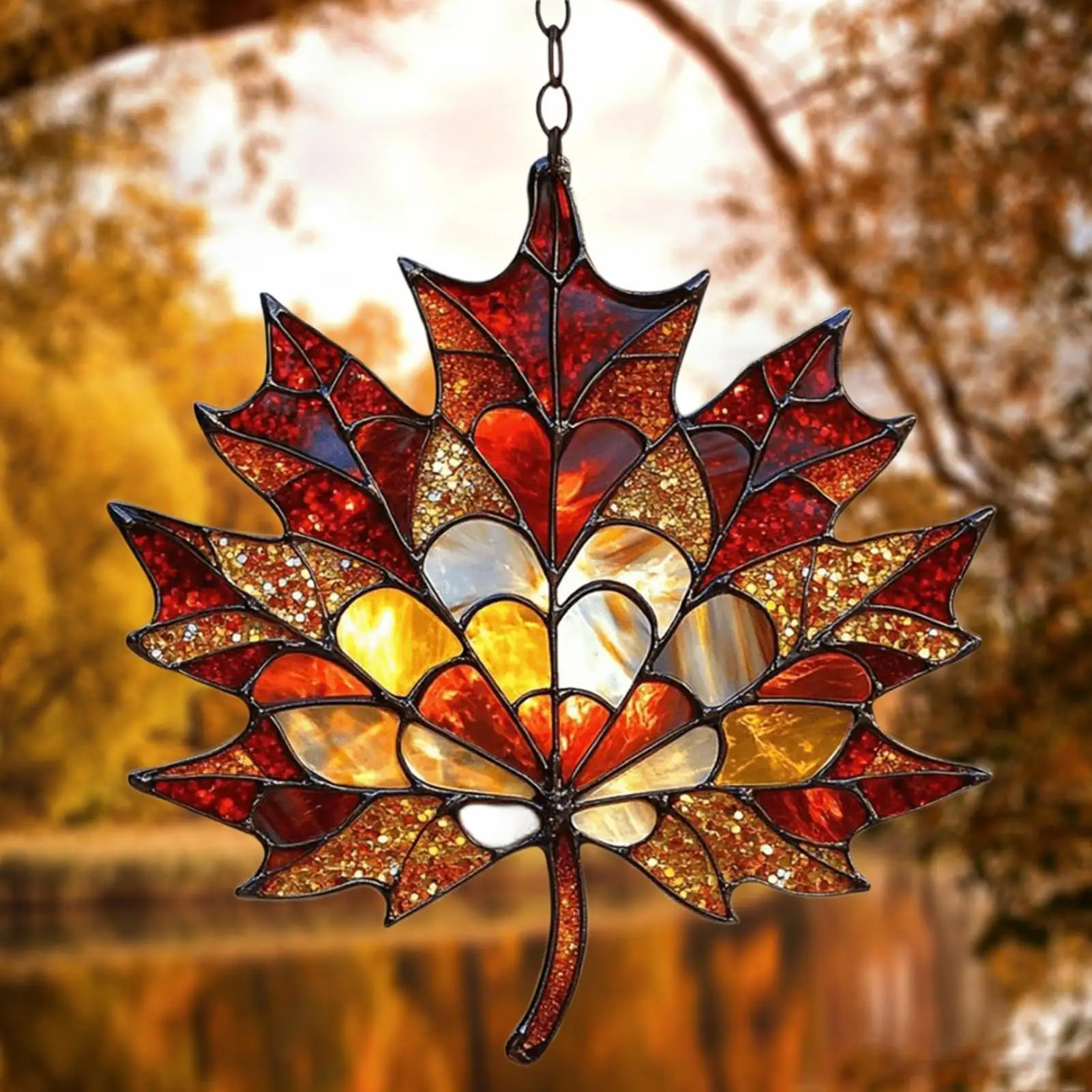 Garden Sun Catchers Fall Maple Leaves Light Catcher For Window Thanksgiving Decoration Decorative Wall Art Ornaments For Garden