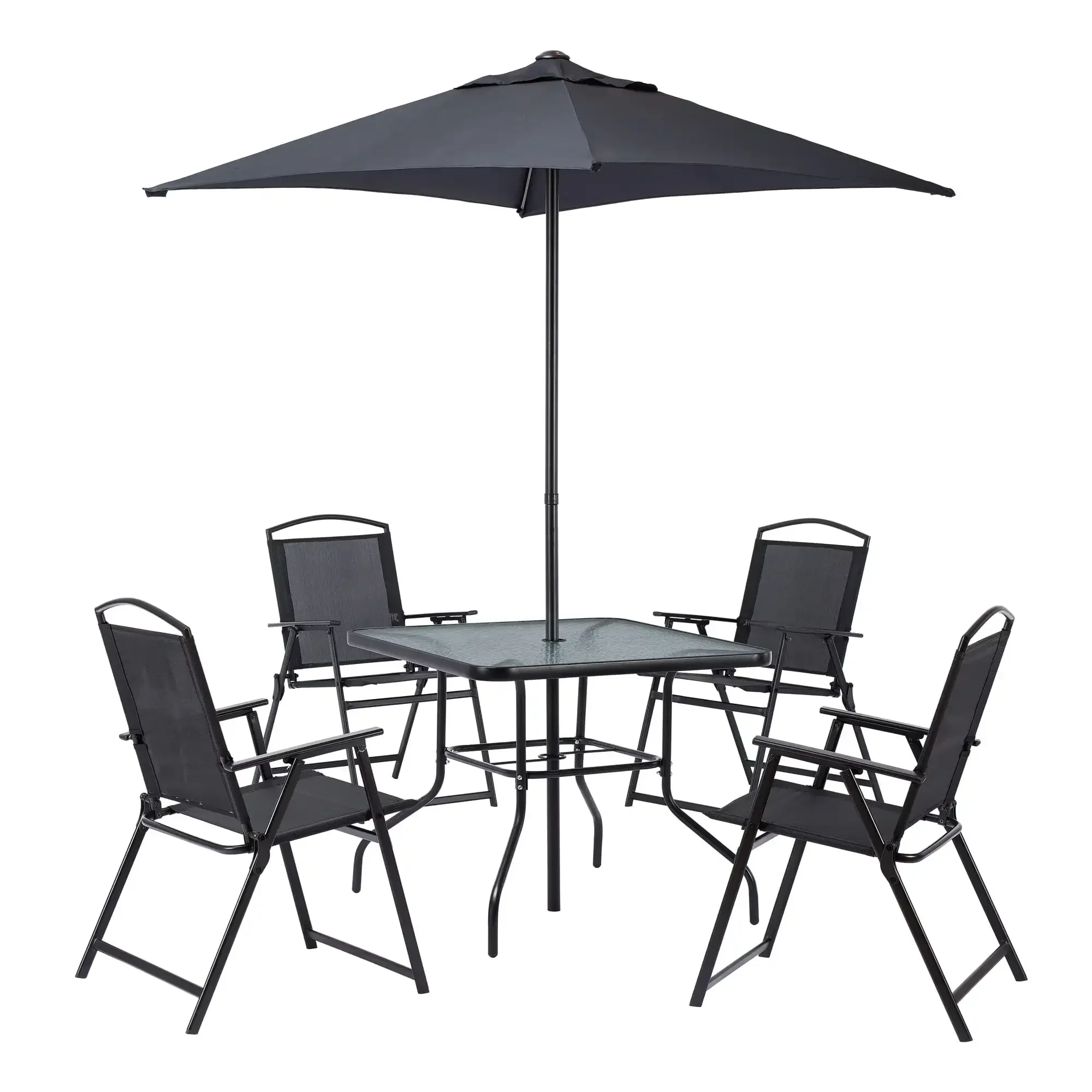 

6-Piece Outdoor Patio Dining Set, Black