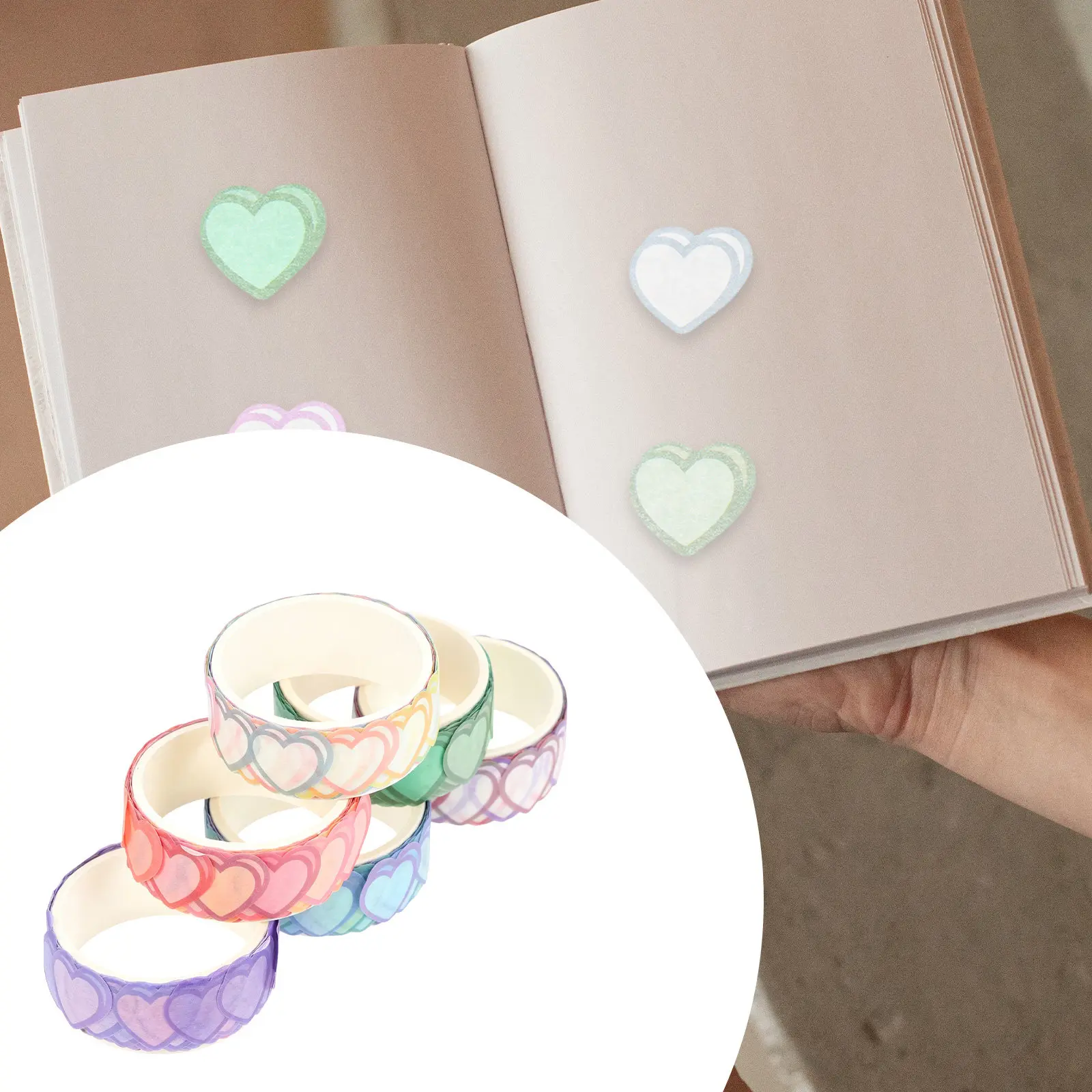 6Rolls Rolls Heart Shape Washi Stickers Decorative For Photo Frame Decoration Scrapbook Craft Scrapbooking