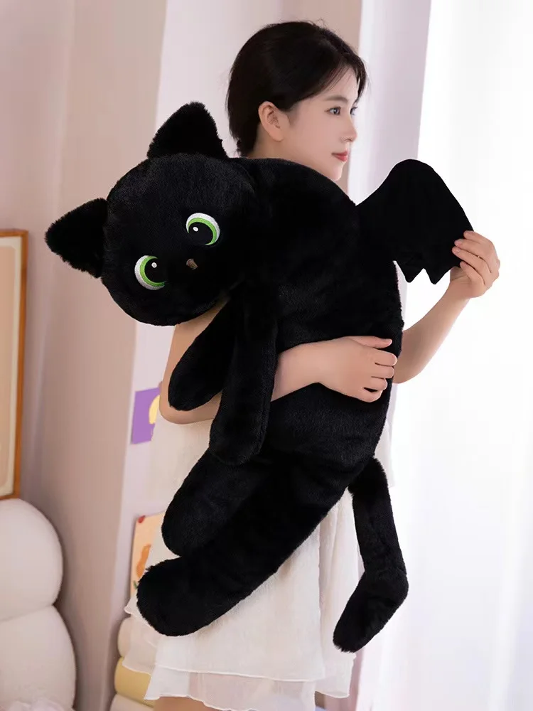 

Black Cat Plush Toy Anime Style 40cm or 70cm Soft Cute Stuffed Animal Ideal Choice as Christmas Thanksgiving Gift