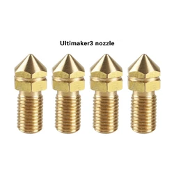 Ultimaker3 3DPrinter Replace Print Brass Nozzle 0.4mm for UM3 Spare Parts 3.0mm Filament 4Pcs/set