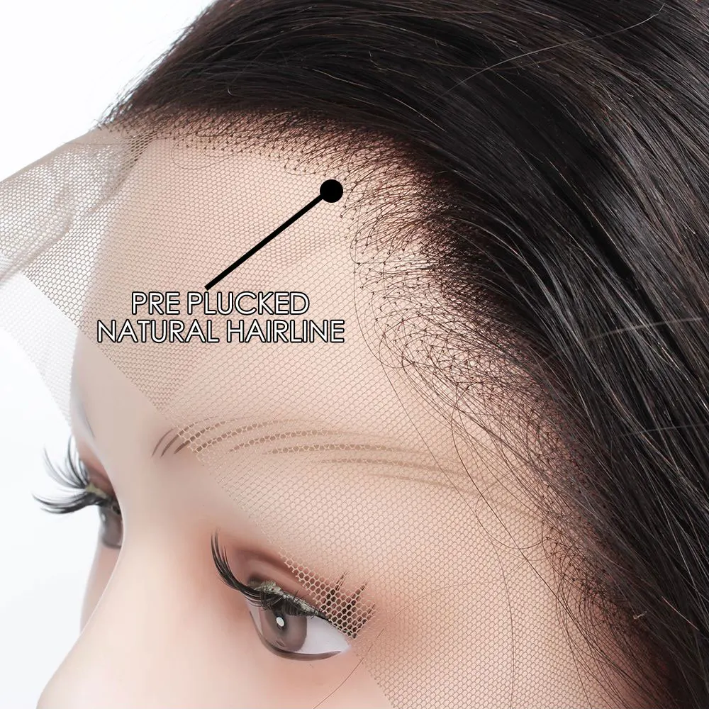 Perruque Lace Closure Wig brésilienne naturelle-Sophia, cheveux vierges lisses, pre-plucked, lace closure transparente, densité 360