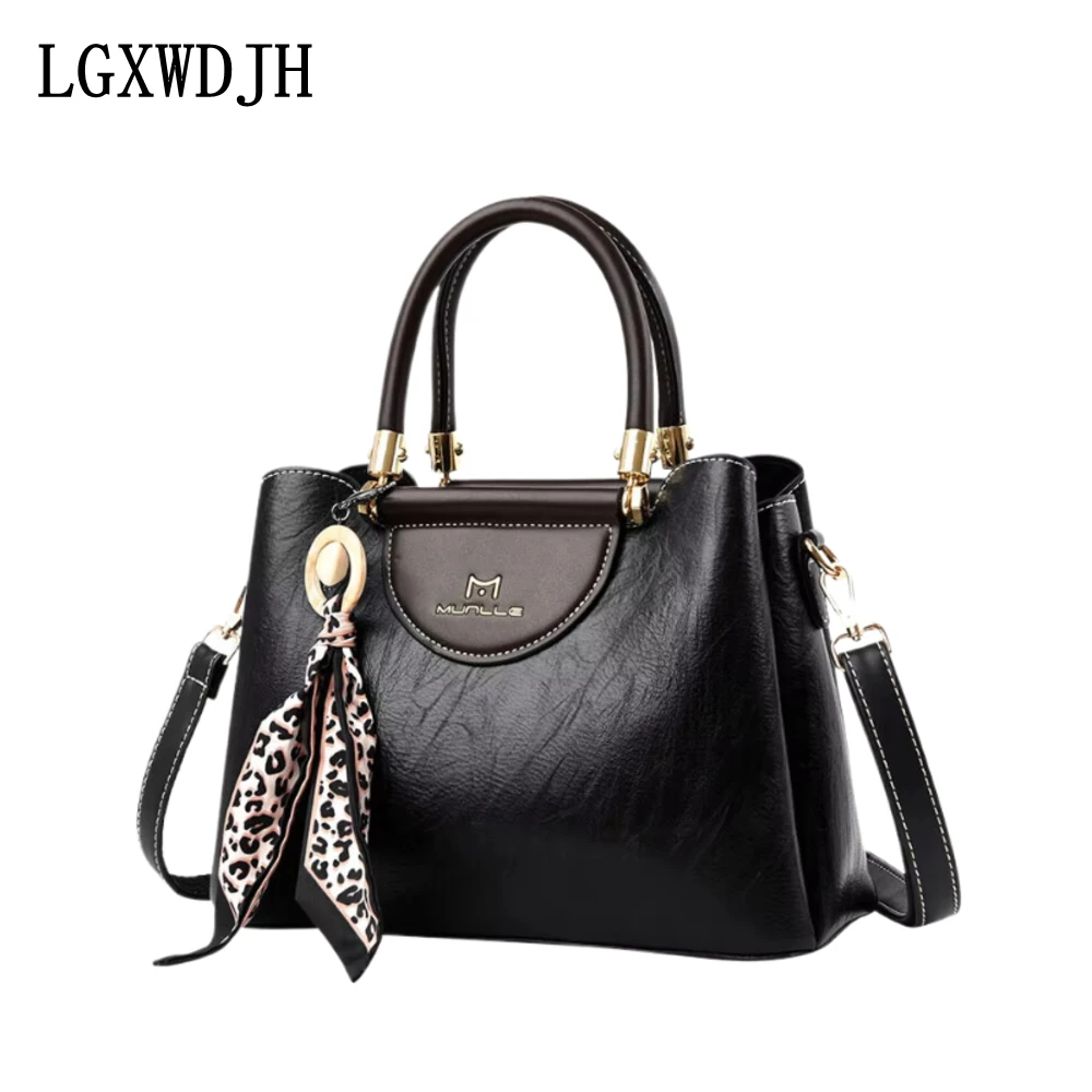 Middle-aged women's composite cowhide shoulder bag  Fashion genuine leather tote bag  New cowhide killer Crossbody bag for women