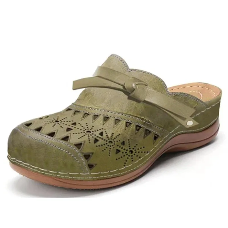 Women Sandals Summer Flat Round Toe Retro Comfortable Casual Wedges Slip on Plus Size Shoes for Women 35-43 Sandalias De Mujer