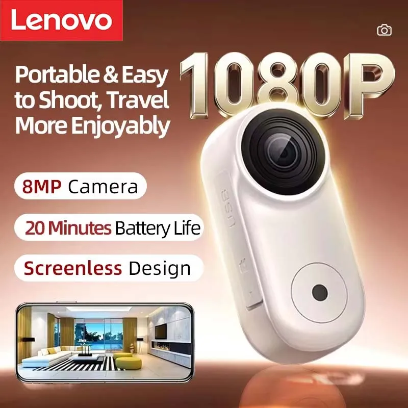 

Lenovo Mini Magnetic Thumb Camera 1080P HD Sport Action Cam Wireless Mic Ultra Portable DV Vlog Action Recording For Motorcycle