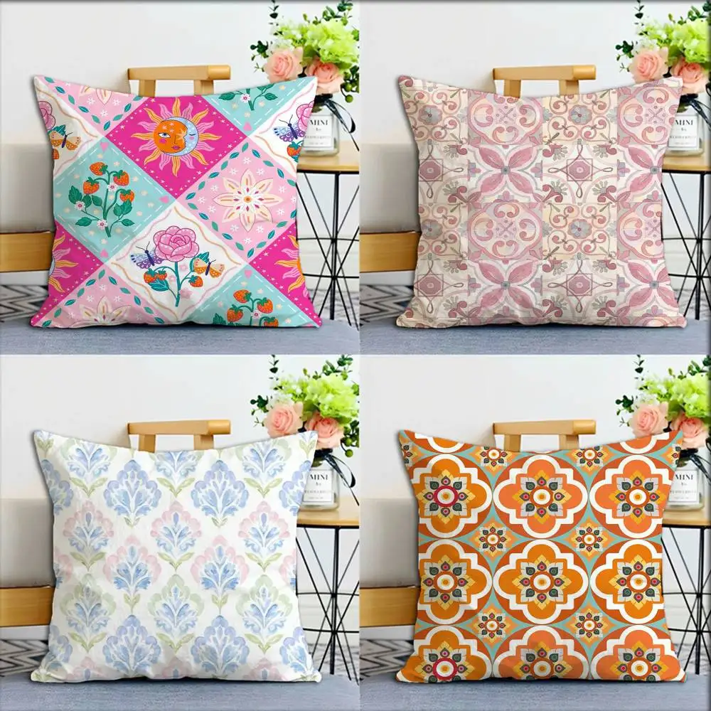 

For Turkish Tile Watercolor Painting World Various Sizes Square Pillow Case For Car Home Bedchamber Decor