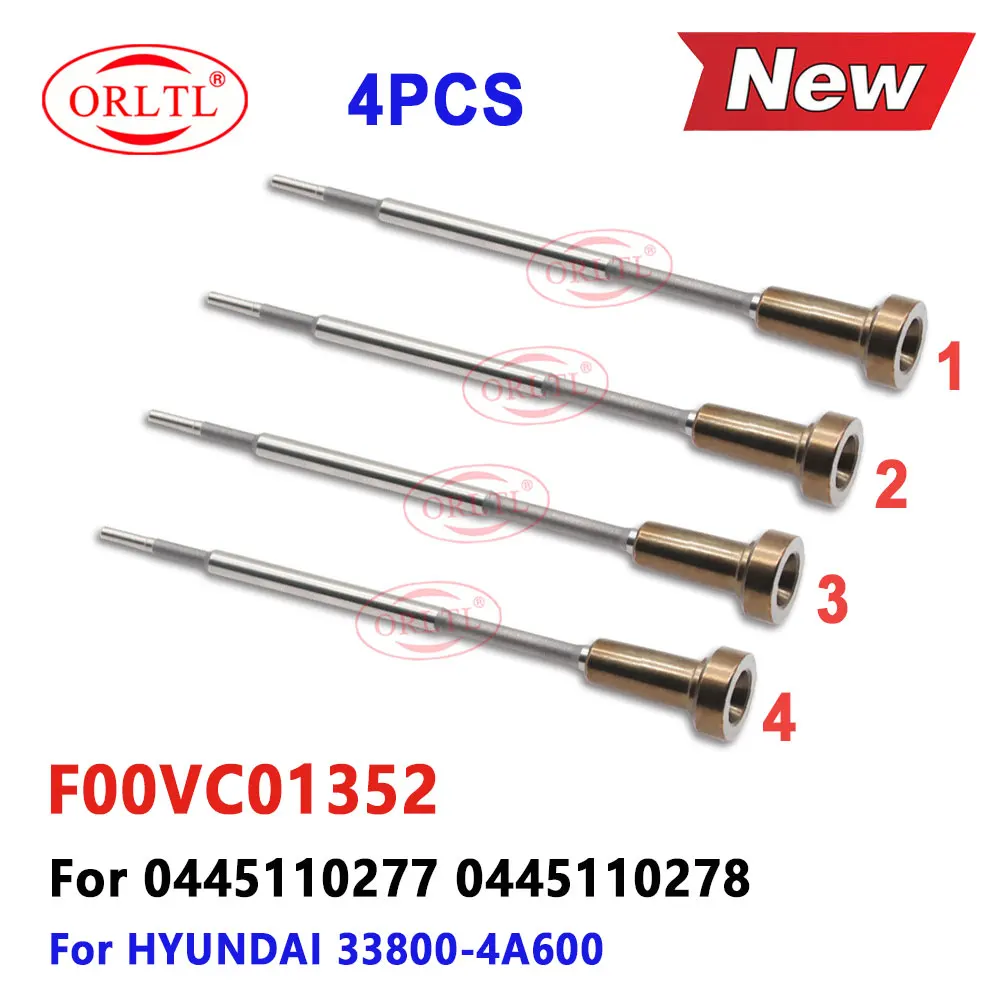 

4PCS F00VC01352 FOOVC01352 Fuel Injector Valve Assembly F 00V C01 352 For Hyundai Kia Common Rail Injector 0445110278 0445110277