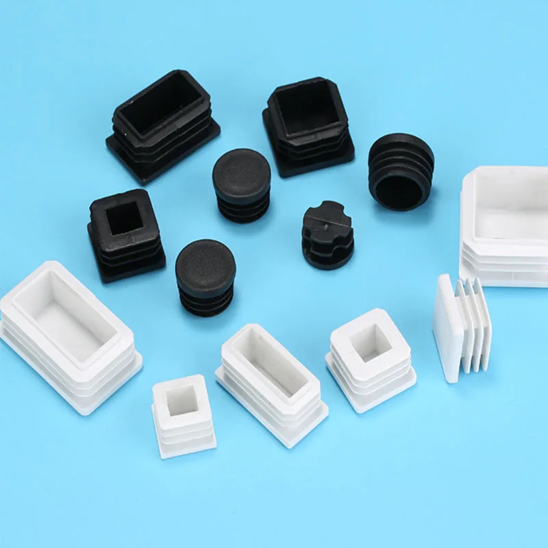 Rectangle End Cap Plastic Black/White Blanking Caps Tube Pipe Inserts Plug Bung Steel Leg  Tables Chairs Furniture Foot Covers