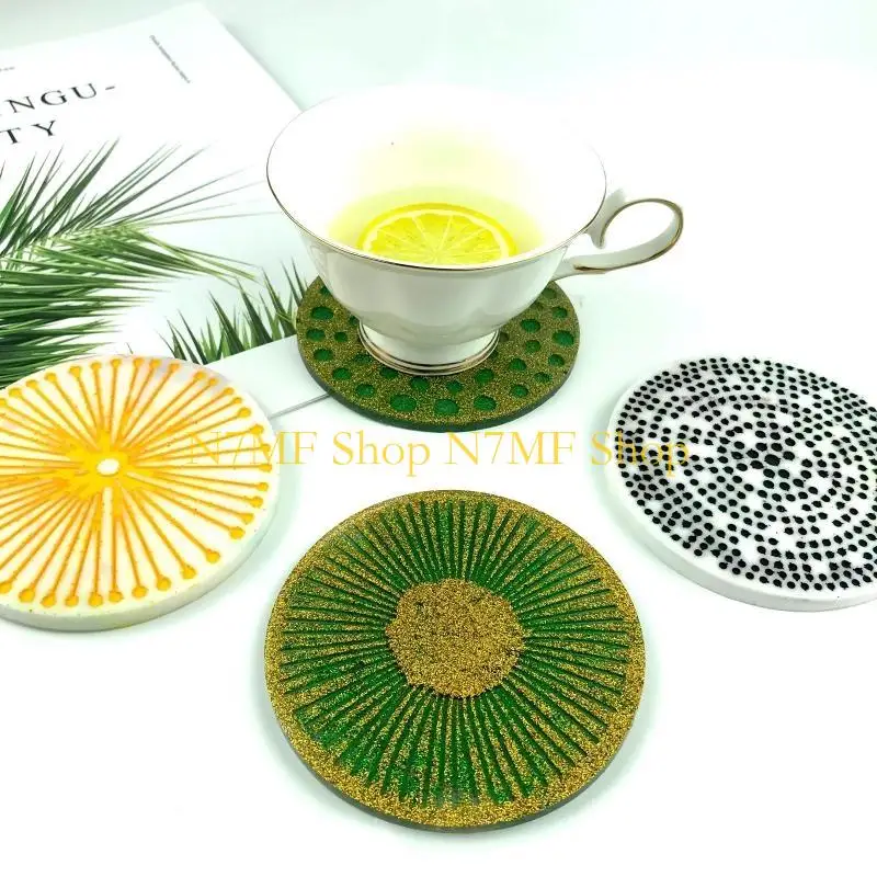 N7MF DIY Round Leopard Print Polkas Dot Coffee Pad Teas Teas Silicone Mould