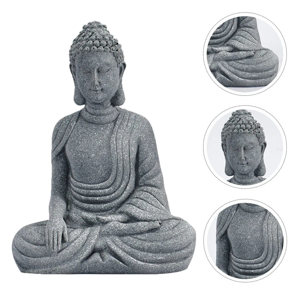 

Buddha Statue Ornament Sandstone Adornment Chinese Figurine Mediating Zen Decorative Desktop Decoration