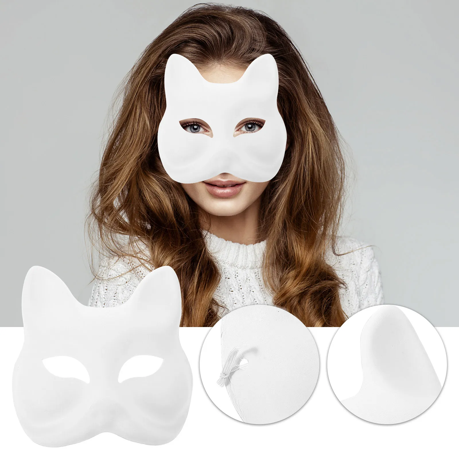 

12Pcs Hand Painting Fox Mask Japanese Half Mask Blank DIY Masks for Halloween Party Cosplay Stage Performance Animal Masquerade