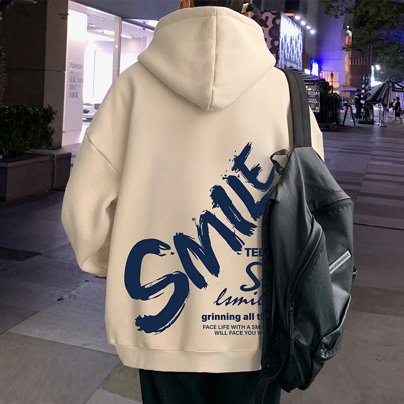 

Trendy Letter Print Hoodie Jaet Men's Spring Autumn Loose American High Street Thiened Fce Youth Casual Faion