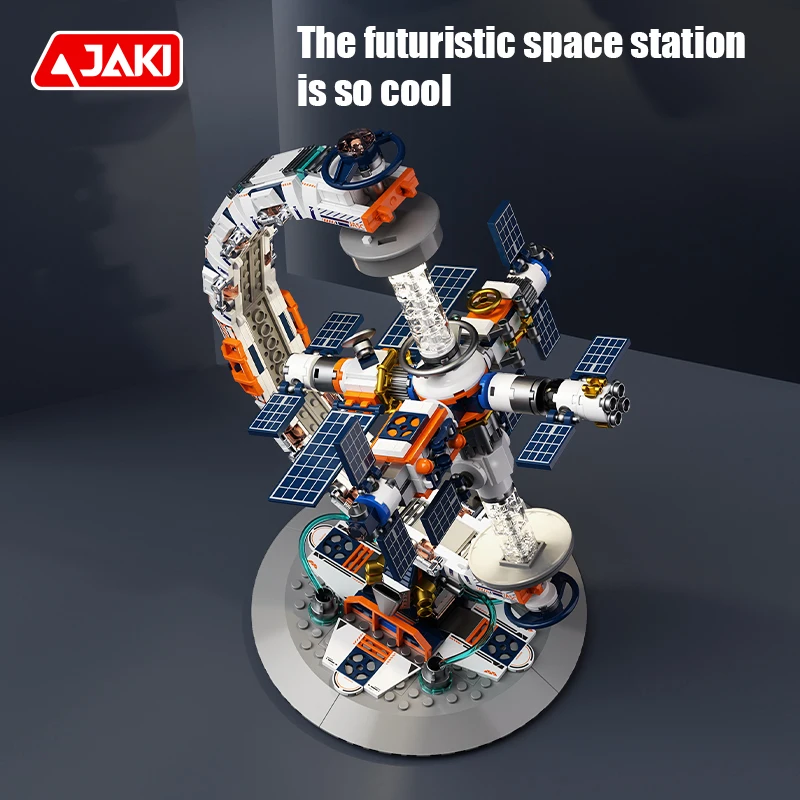 Nuova tecnologia creativa Space Station trasparente Globe Building Blocks High Tech Construction Bricks Set regali giocattolo per bambini