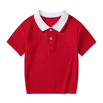 Kids Color-Block Lapel Polo Shirt 4 2/1 Piece Children's Summer Color Matching Lapel POLO Shirt Boy Casual Handsome Basic Short-sleeved Girl Joker Sweet Tennis Top 4