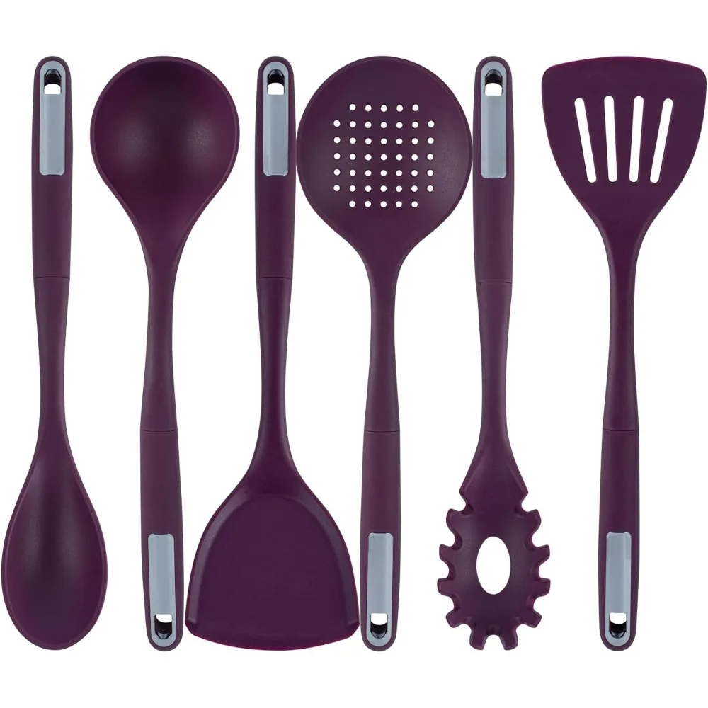 

-Набор кухонной утвари люкс, 1 набор силиконовой посуды - 6 предметов, высокая термостойкость, фиолетовая силиконовая кухонная утварь,