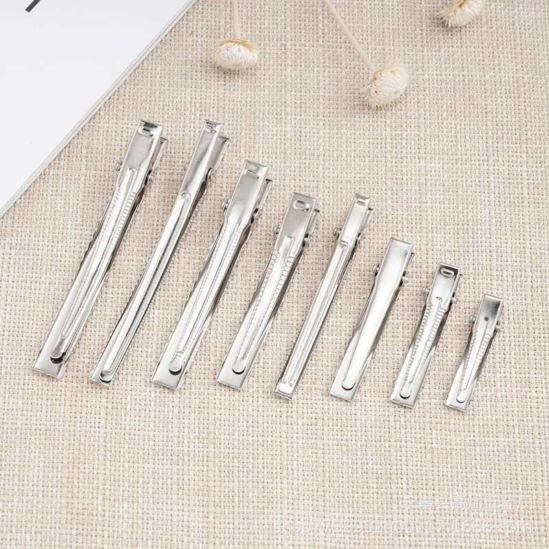 30Pcs/Lot High Quality 5.5cm Silver-Color Black Hair Clips Flat Barrettes Iron Hairpins DIY Hair Accessories For Women Girls image 4