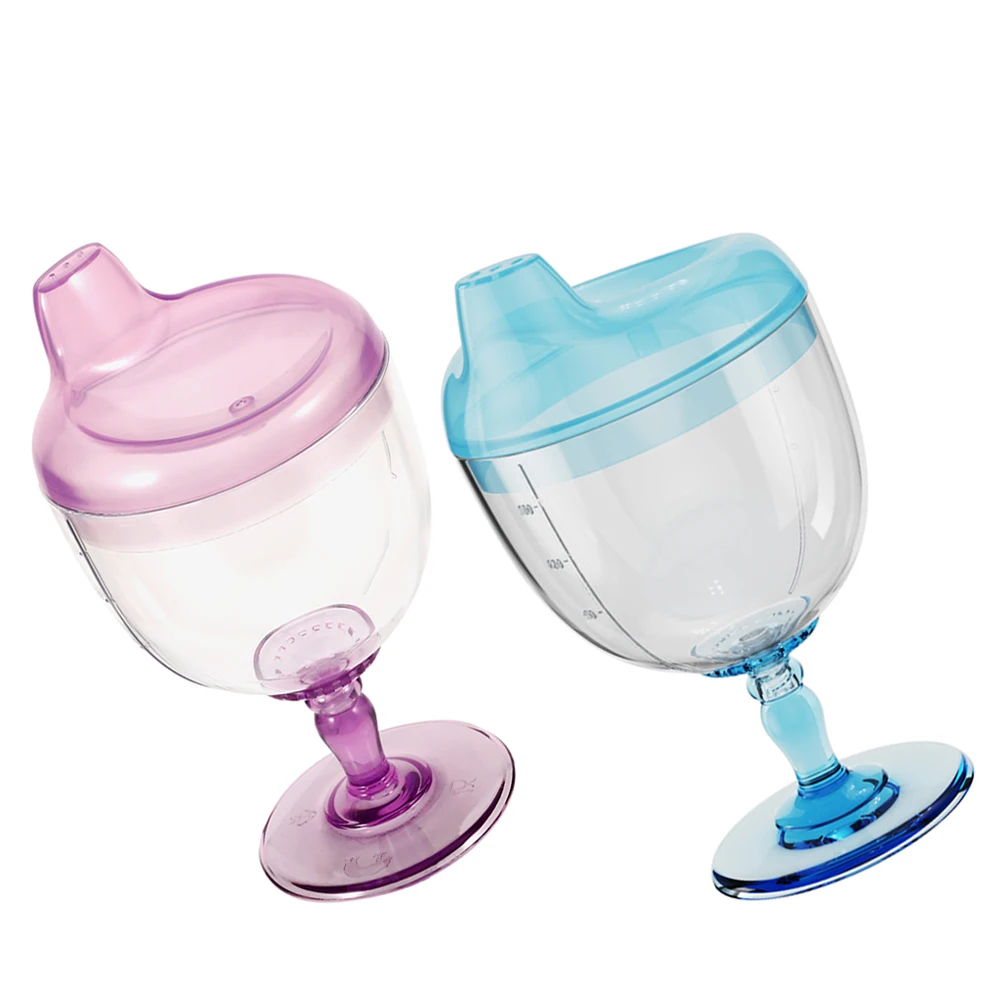 

2pcs 180ml Anti-fall Stemware Clear Goblet Shatterproof Kids Baby Coffee Cup Juice Bottle Toddler Milk Cup Plastic Beverages