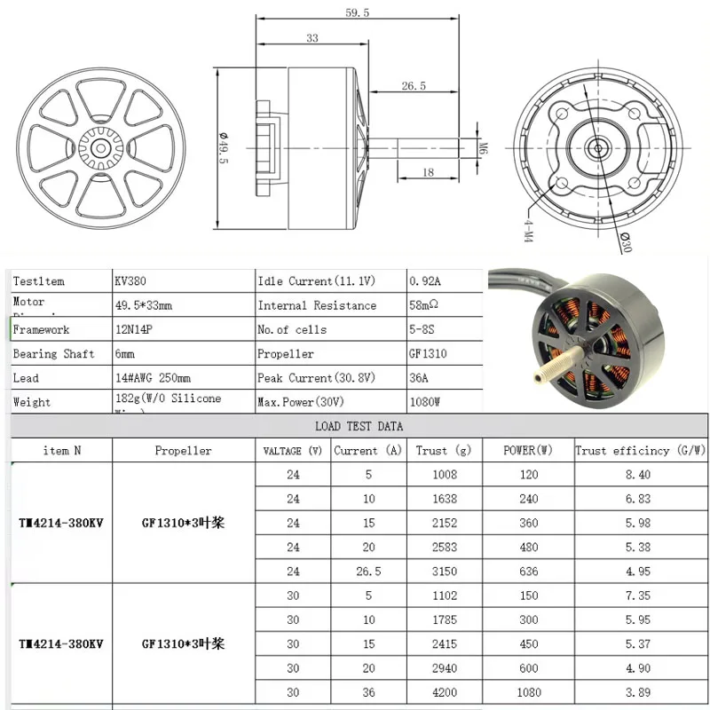 Hot 2025 X4214 4214 380KV 6-8S Lipo UAV Brushless Motor for 13inch X-CLASS RC FPV Racing Drone Long-range flight Airplane Part