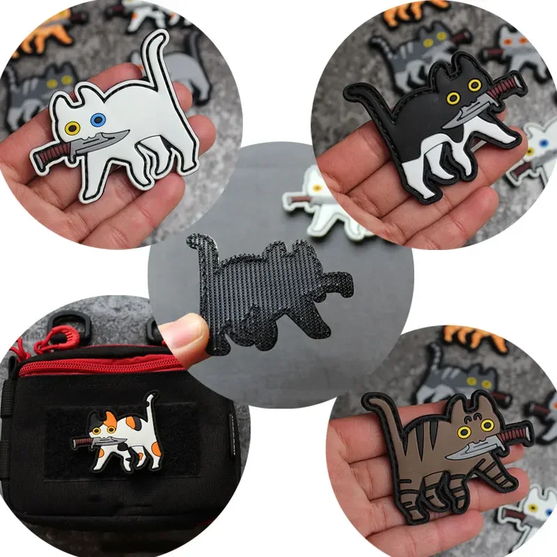 

Cute Cat Clothing Hook and Loop patch, patches for clothing，PVC Luminous Morale badge, backpack tactical accessories Sticker