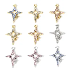10 PCs Galaxy Charms Multicolor Star Micro Pave Pendants for DIY Necklace Earrings Jewelry Making Women Gifts 23mm x 16mm