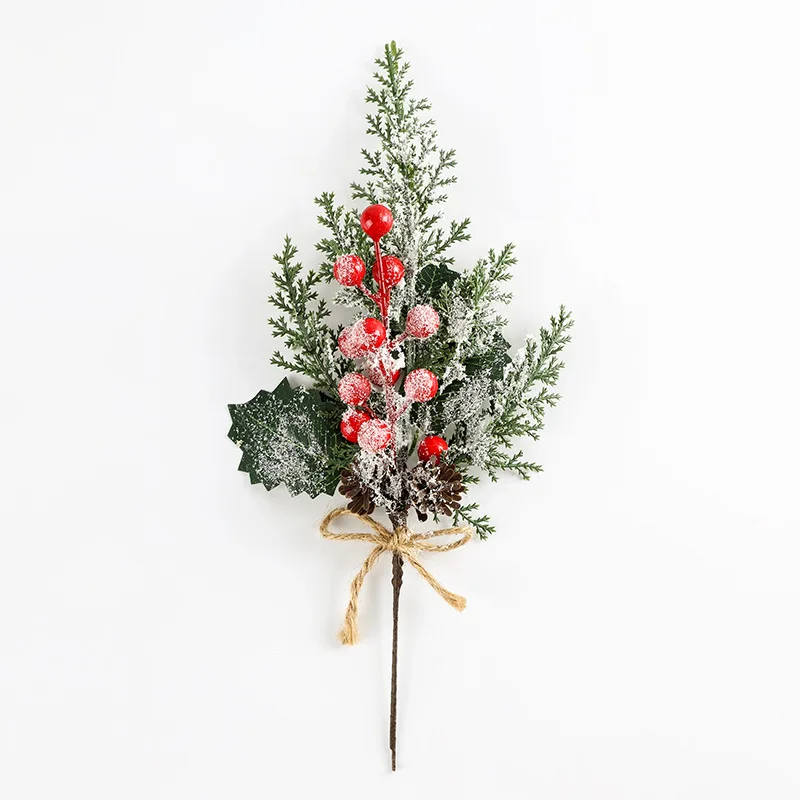 

5pcs Simulation Pine Cone Branch Snowflake Pine Needle Berry Red Fruit Branch Holiday Decorative Christmas Pine Needle Bouquet