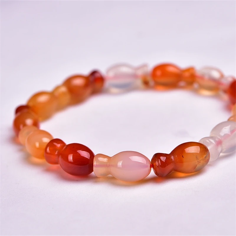 8X14MM Natural Agate Vase Bead Bracelet Woman Man Fengshui Healing Wealth Beads Crystal Birthday Lucky Gift 1pcs