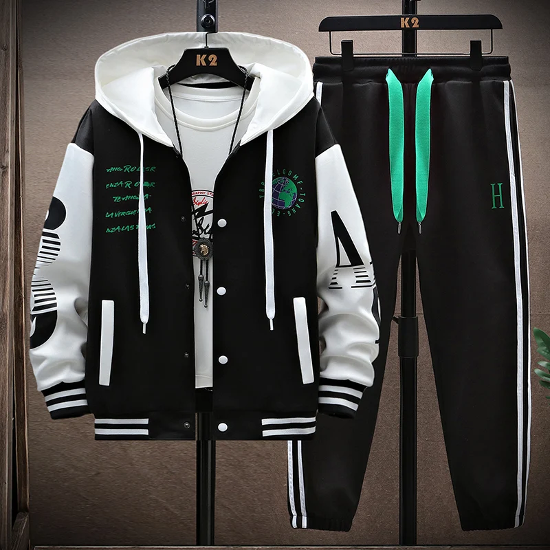 Men's Clothing Sweatshirts For Men Camping Sportswear Tracksuit Jackets+ Pants Men's Casual Sets Spring Tracksuits 2 pieces