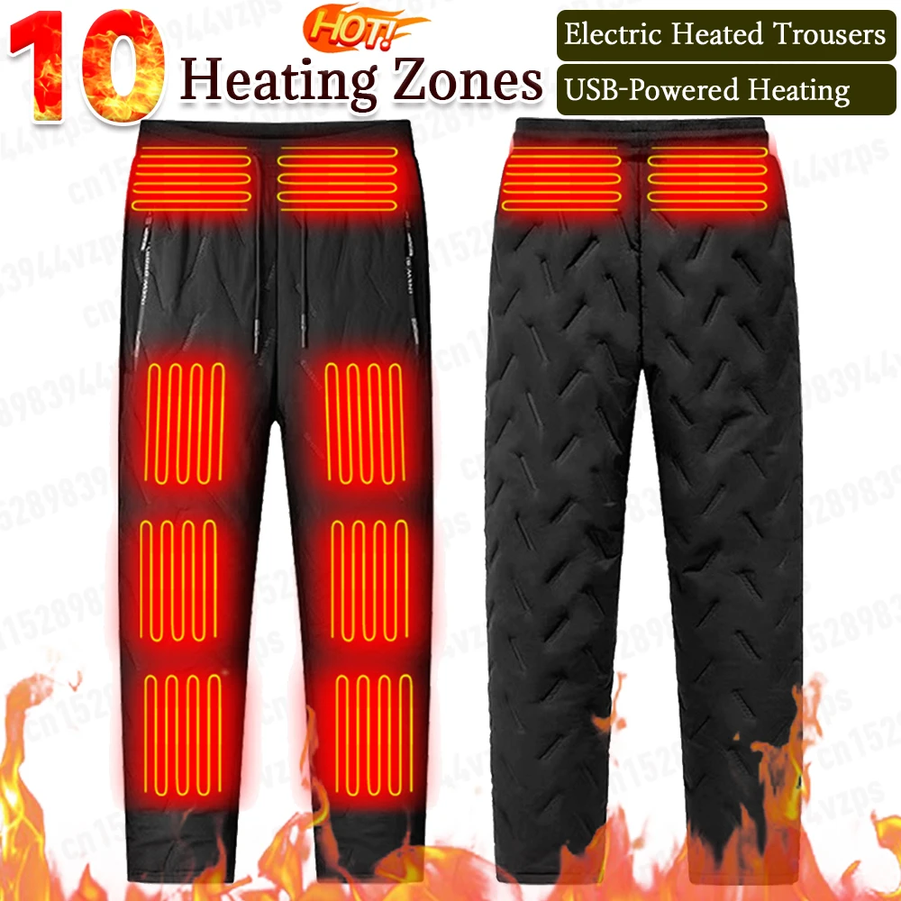 

Unisex Heated Pants 10 Heating Zones Electric Thermal Trousers 3 Temperature Modes Waterproof Winter Electric Warmer Clothing