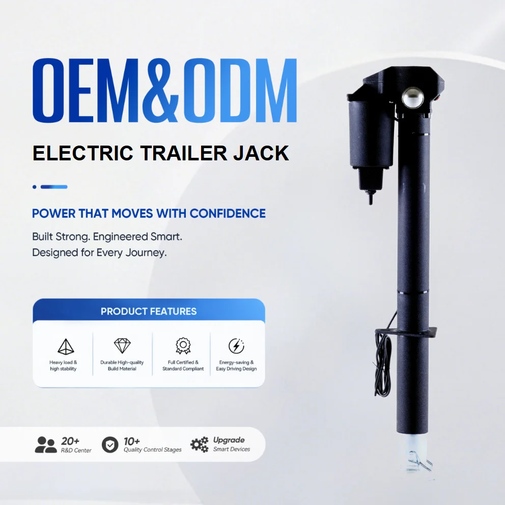 3500lbs Electric Trailer Jack HH-3500-1 12V DC Steel RV Jack with LED Light