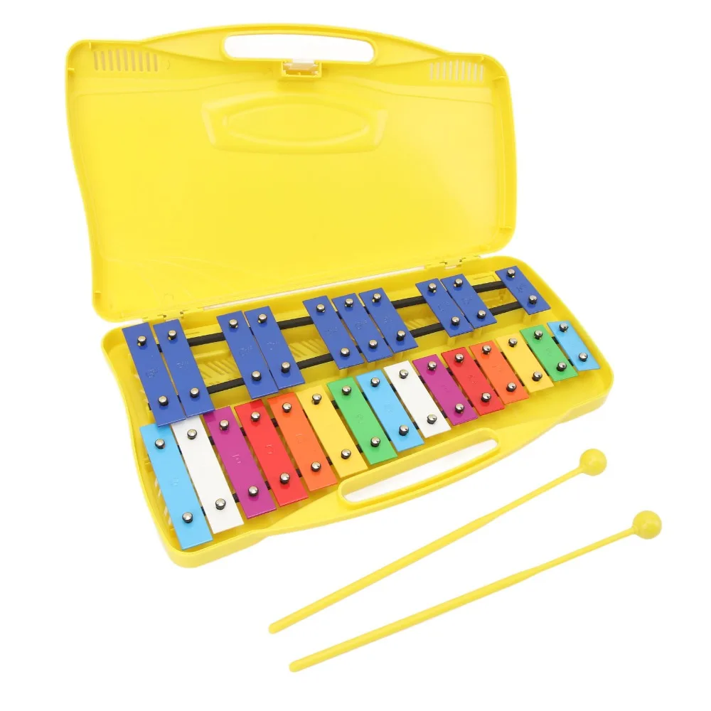 Professional 25 Notes Musical Xylophone ABS+Metal Yellow Aluminum Keys Xylophone Metal Keys Xylophone For Music Lover