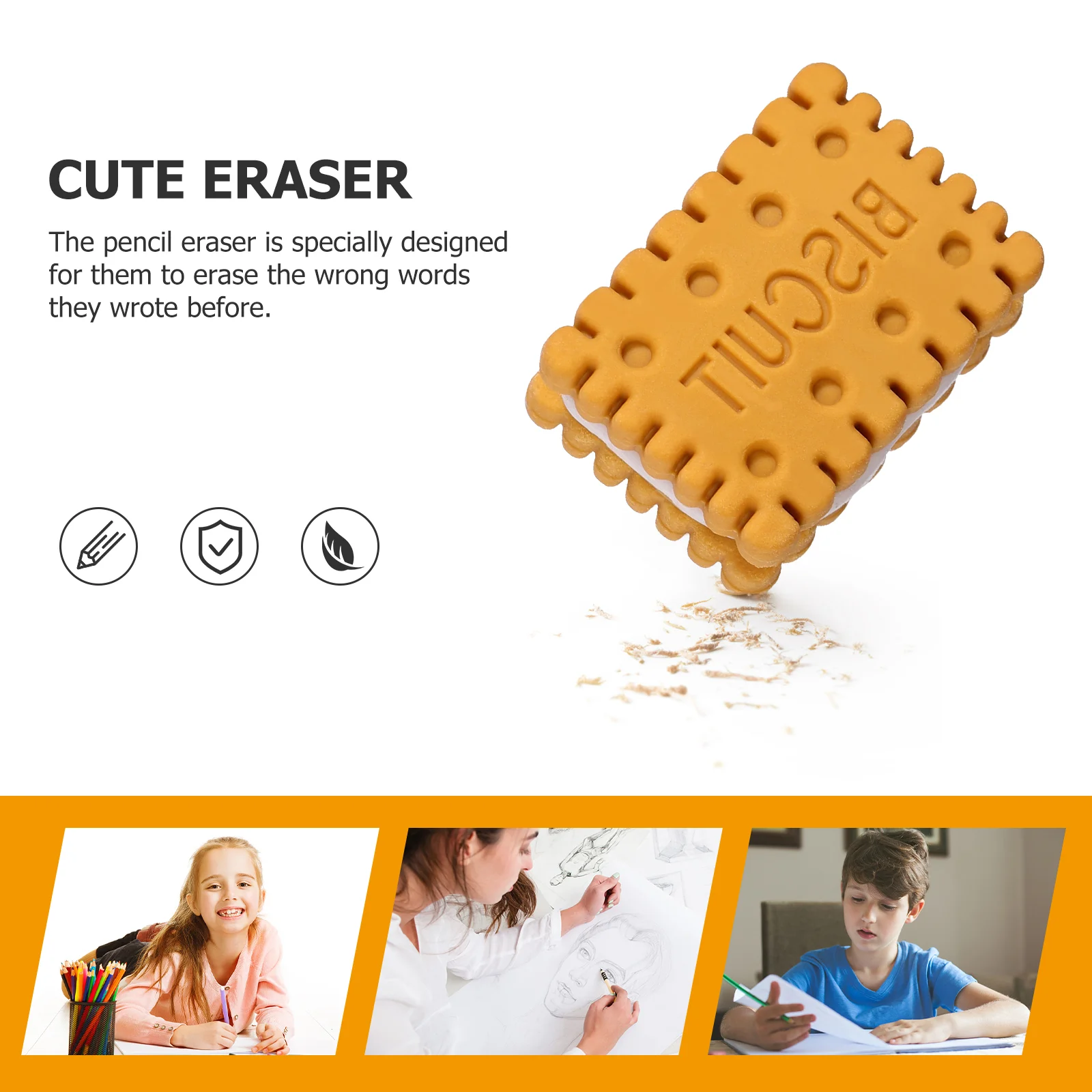 Milk Erasers Biscuit Pencil Cookie Shape Mini Kids Stationery Supplies Gift Novelty