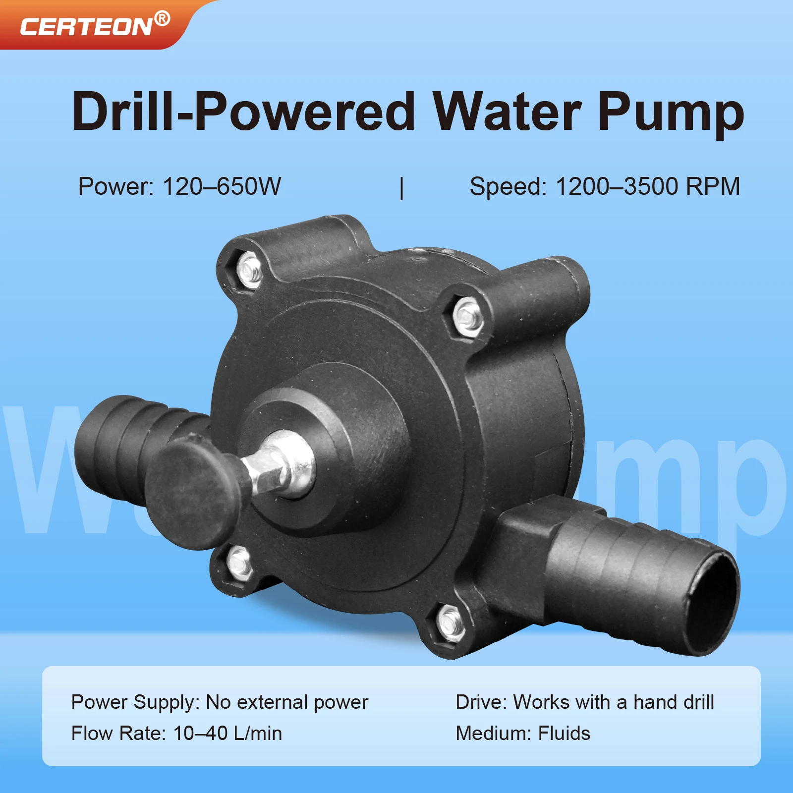 

Portable Drill Pump 120W‑650W Self Priming Drill Water Pump Mini Centrifugal Transfer Pump 10‑40L/min Garden Home Use