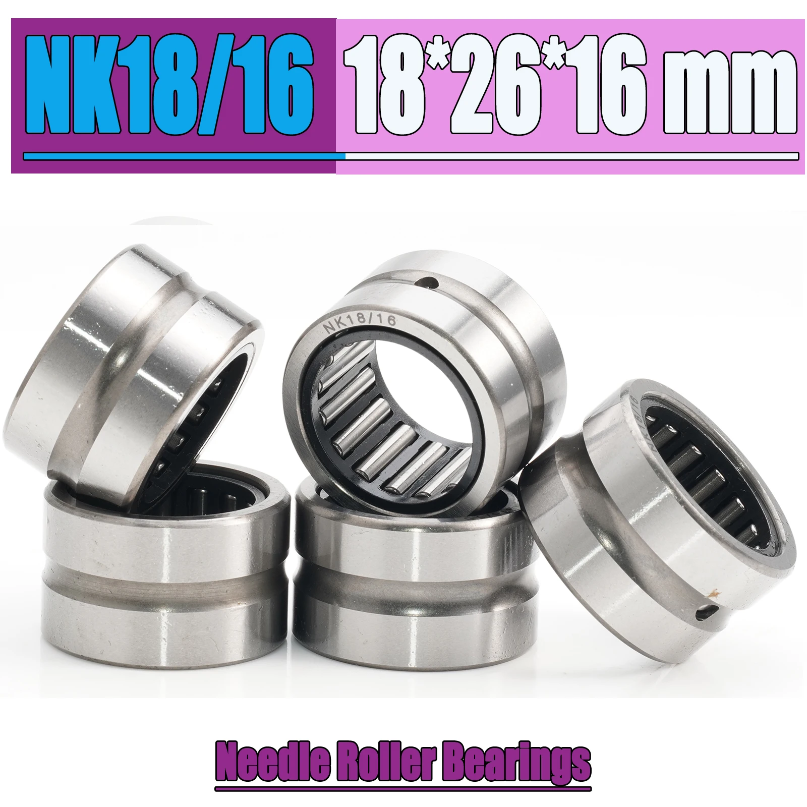 NK18/16 Bearing 18*26*16 mm ( 5 PC ) Solid Collar Needle Roller Bearings Without Inner Ring NK18/16 NK1816 Bearing