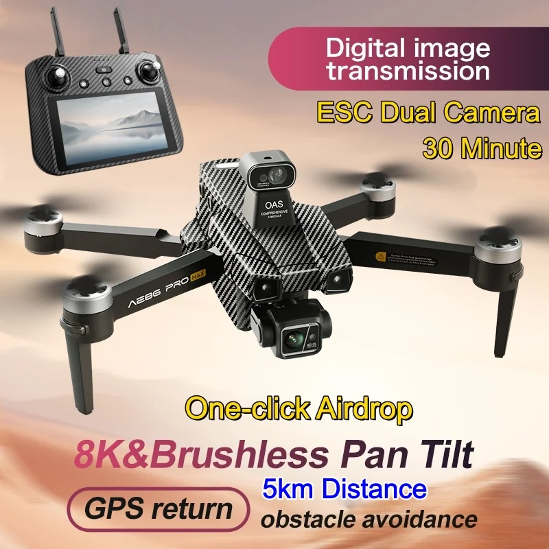 

5KM GPS Drone Professional 8K ESC Dual Camera 5G WiFi FPV Drone Brushless 3-Axis Gimbal Laser Obstacle Avoidance RC Quadcopter