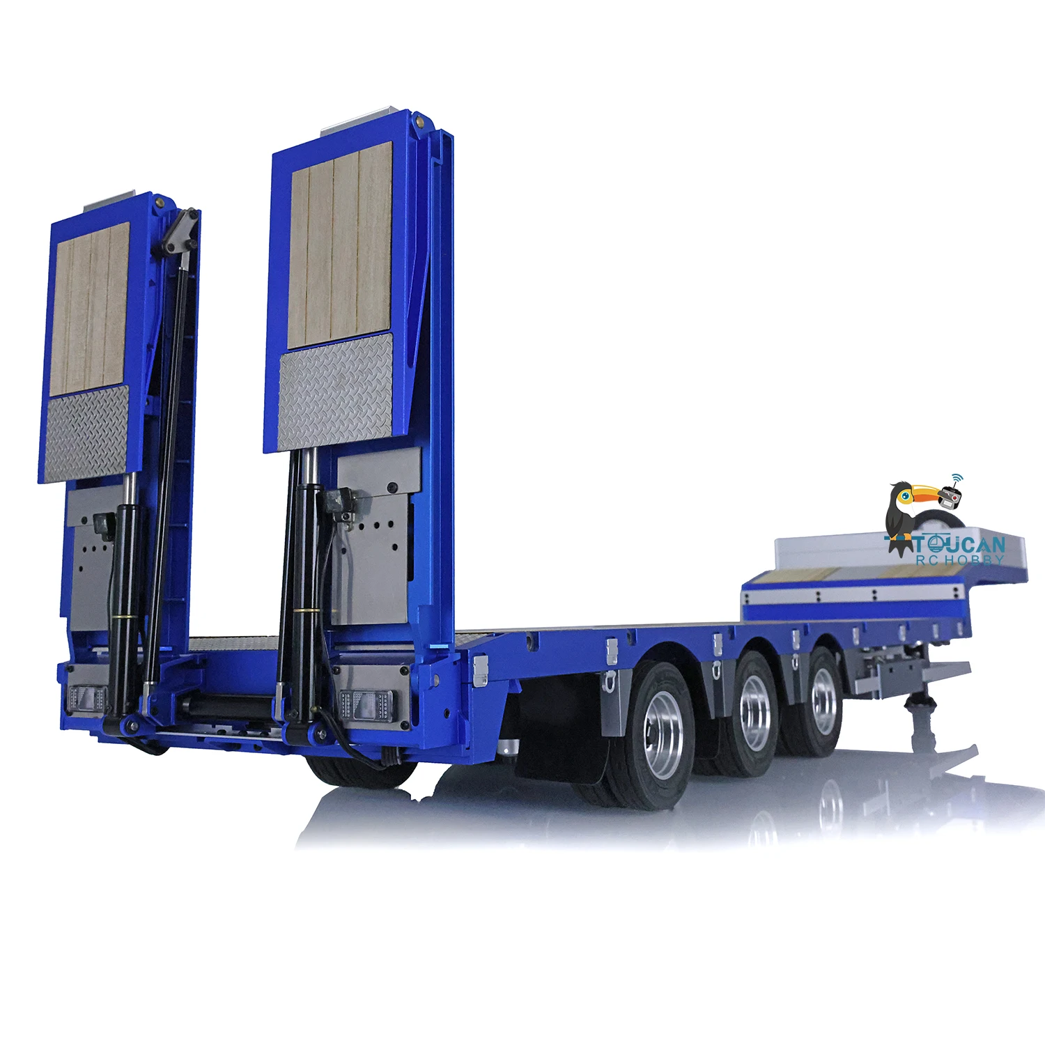 NOOXION 1/14 Rimorchio a collo di cigno a 3 assi Rimorchi CNC in metallo UBEC per camion trattori RC Modello di auto Giocattolo dipinto con servo
