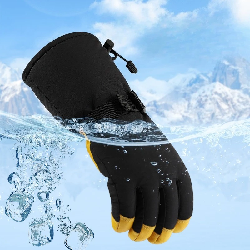 قفازات رجالية ونسائية دافئة لتسلق الجبال وركوب الدراجات والتزلج قفازات شتوية جلدية مقاومة للماء للتزلج على الجليد والمشي لمسافات طويلة والطقس البارد
