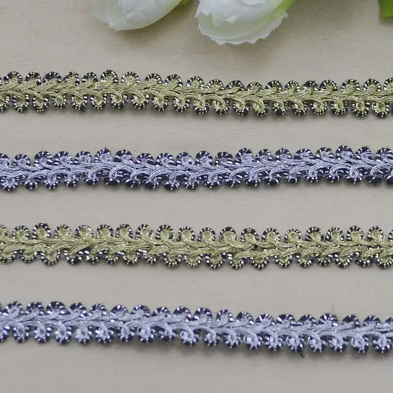 5Meters/16.4Ft Per Pack of New Lace Trim for Clothing Accessories, DIY Crafts, Knitted Evening Dresses, Gold and Silver Sesame C