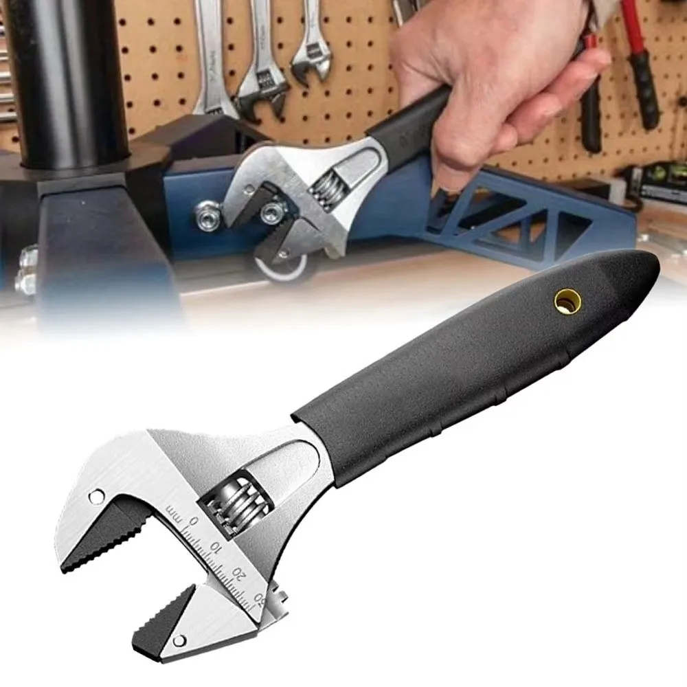 8/10/12Inch Adjustable Ratcheting Wrench Non-Slip Handle Large Opening Bathroom Wrench Multifunctional Self Tightening Wrench