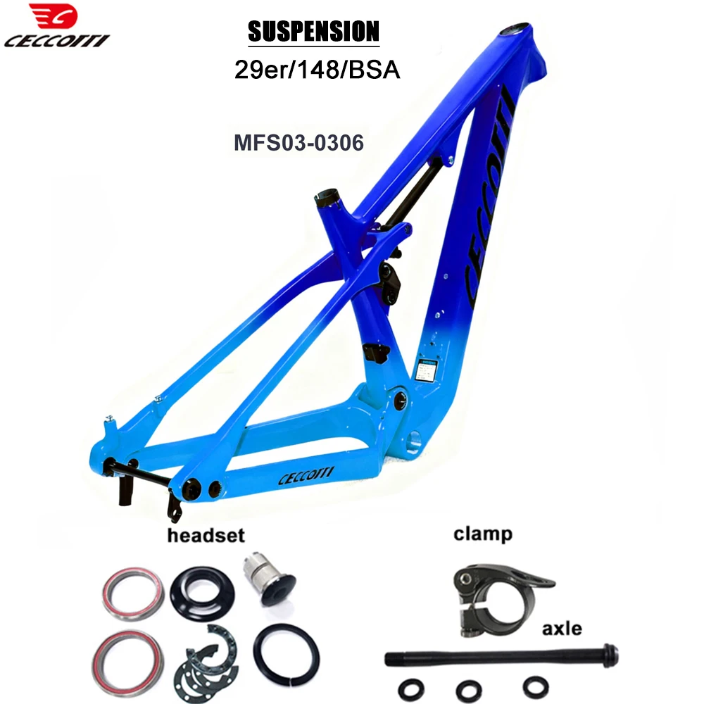 Quadro de bicicleta de montanha com suspensão total de carbono 29er, através do eixo boost 148x12mm mtb choque traseiro 190mm quadro de bicicleta viagem 110mm