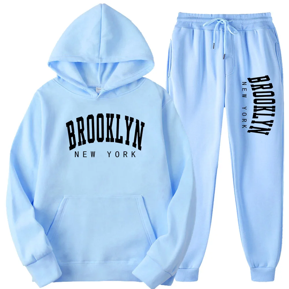 BROOKLYN NEW YORK Otoño Invierno hombres mujeres Sudadera con capucha traje de algodón puro pareja sudaderas para correr ropa de calle de gran tamaño nuevo