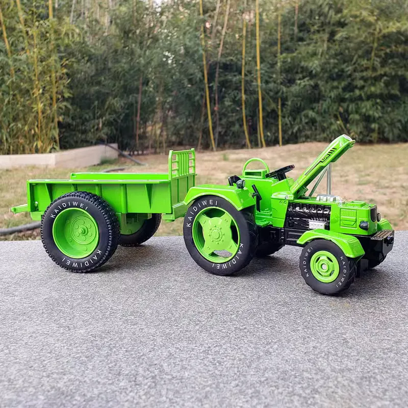 New 1: 18 Large Retro Tractor Agricultural Trailer Alloy Car Model Simulation Metal Collect Decoration Birthday Gift Toy Car