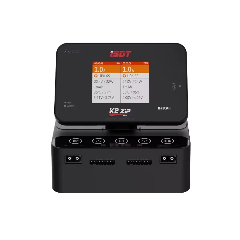 AvaCoreISDT K2 ZIP AC 200W / DC 500Wx2 Dual Channel Smart Charger With 2.8 Inch IPS LCD Screen For 1~8S LiFe Lilon LiPo 1~7S LiH