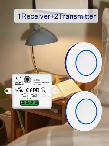 RF 433MHz 무선 조명 스위치 220V 110V 10A 릴레이 제어 LED 램프에 대 한 미니 라운드 버튼 벽 패널 스위치 원격 제어