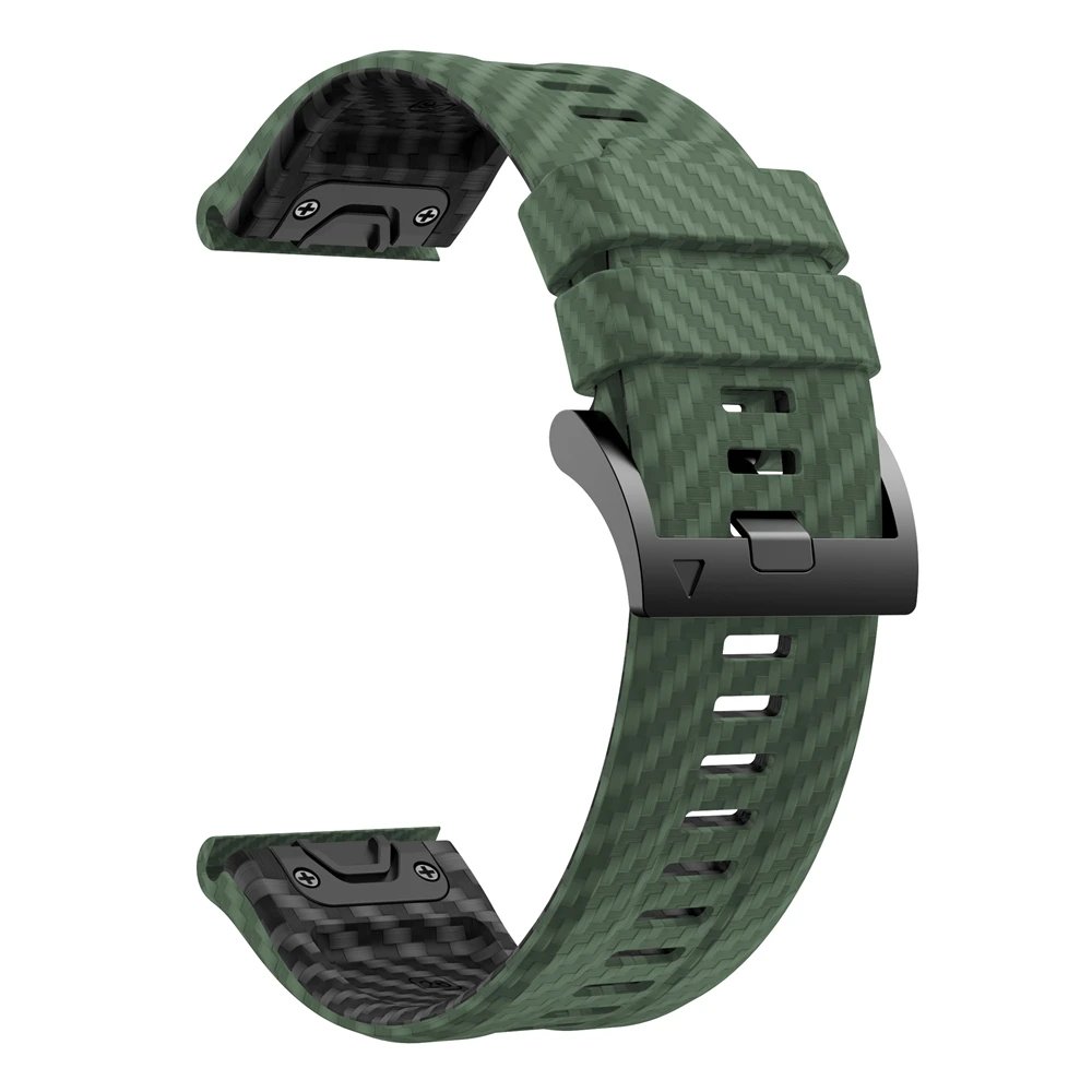 QuickFit 22mm 26mm siliconen band met carbon fiber textuur voor Garmin Fenix 8 Epix Pro Gen 2 47mm 51mm/Fenix 7X 6X 5X Plus horlogeband