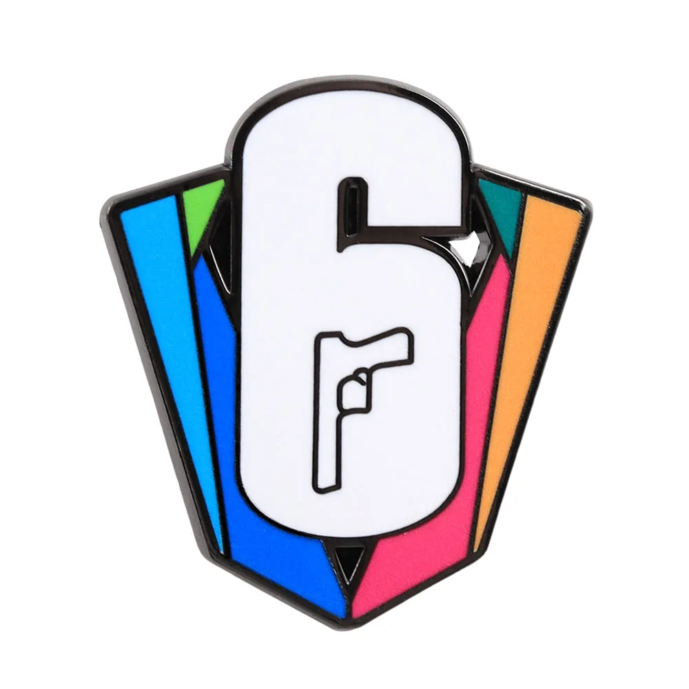 Rainbow Six Siege Enamel Pins Six Invitational Logo Brooches Number 6 Logo Badge Tactical Backpack Lapel Pin Gamer Fans Gift