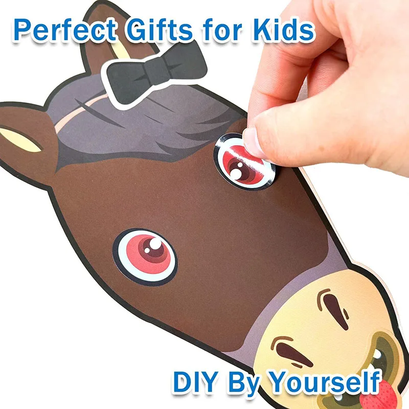 Cartoon Children DIY Make A Horse Stickers Sheets Puzzle Assemble Make A Face Sticker For Kids Toddler Party Favors Activities