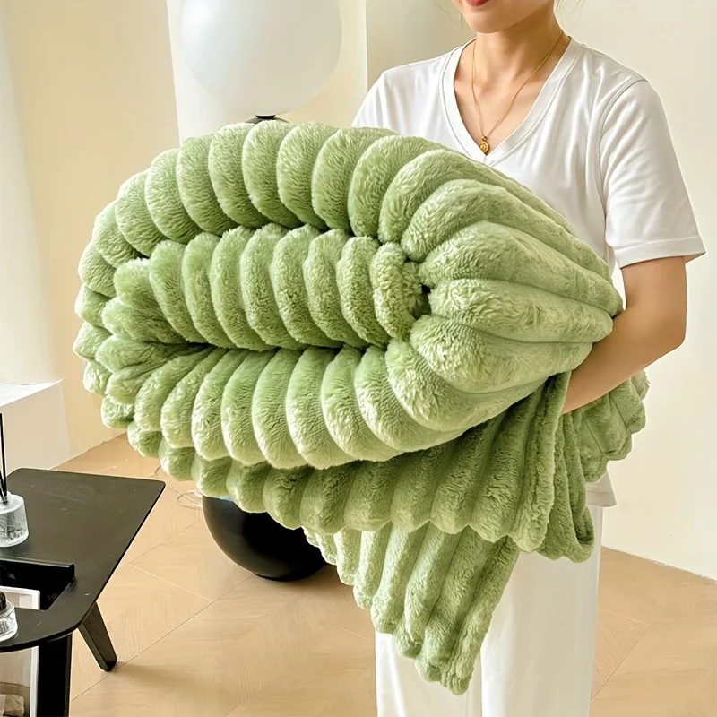 Luxury Soft Flannel Blanket - Plush Bedspread & Couch Throw, Super Soft Cozy 3D Striped Lightweight Blanket for Home Decorators