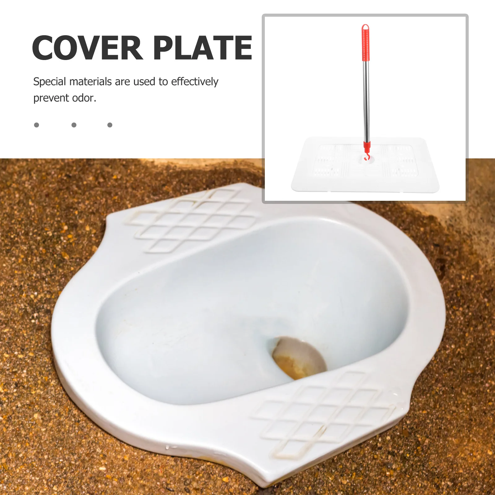 

1 set 1 Set Squat Toilet Top Cover Plastic Squatting Pan Board Bathroom Anti-Odor Pedal Lid With Handle Durable Easy Install