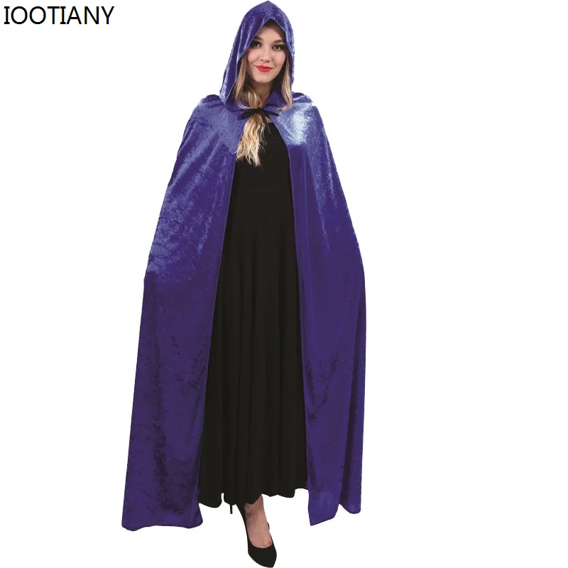 IOOTIANY Halloween Adult Unisex Gold Velvet Cape Cloak Carnival Party Showing Costume Witch Cosplay Stage Performance Dress Up