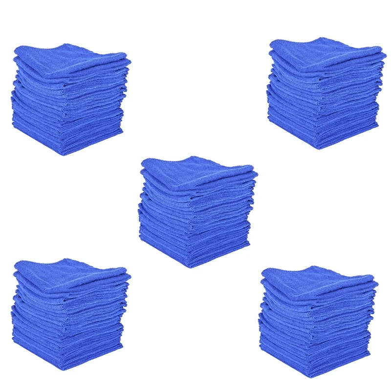 

100Pcs Absorbent Microfiber Towel Car Home Kitchen Washing Clean Wash Cloth Blue